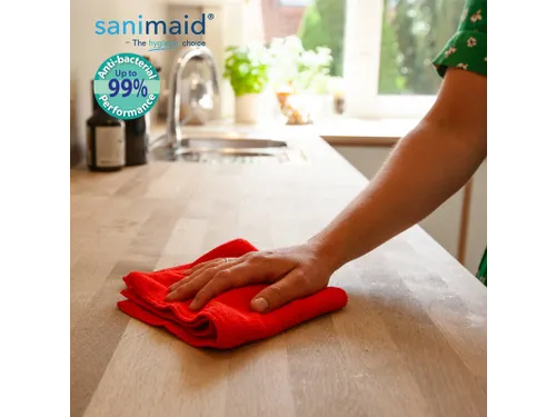 Sanimaid Microvezeldoeken Antibacterieel Set Blauw en Rood