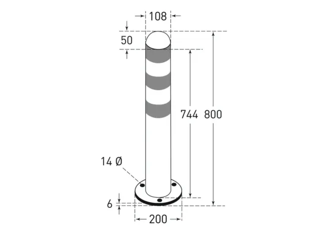 Afzetpaal,v. laadzuilen,Halve kogelkop,HxØ 800x108mm