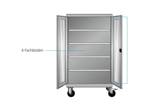 Mobiele roldeurkast 1813x1005x691mm 3xStalen bodem 3laden Antraciet