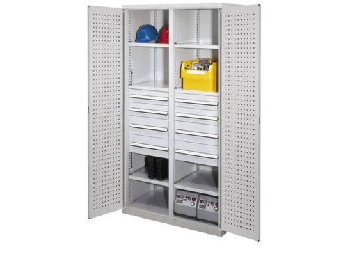 Materiaalkast Scheidingswand Geperf. 1950x1000x600mm 6legborden 8laden