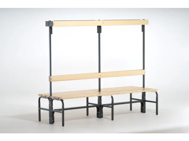 banc double HxLxP 1670x1500x725mm barrettes en bois RAL7016