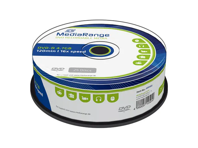 DVD-R MediaRange 4.7GB120min 16x speed 25 Stuks