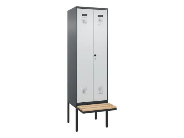locker met bank,voor scheiding van kleding,HxBxD 2120x600x815mm,2vak