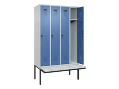 locker met bank,HxBxD 2120x1200x815mm,4vak,vak B 300mm,draaigrendel