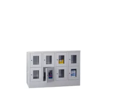 lockerkast,HxBxD 855x1200x500mm,4x2vakken,RAL7035,front RAL3000