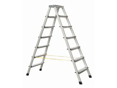 trapladder,NL,beide zijden,2x7aluminium gegroefd,balk L 1,9m,aluminium