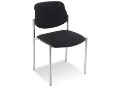 Bezoekersstoel,4Voeten Ronde Buis Verchroomd,Zitting Stof Zwart