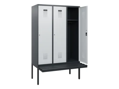locker met bank,HxBxD 1950x1200x815mm,3vak,vak B 400mm,cilinderslot