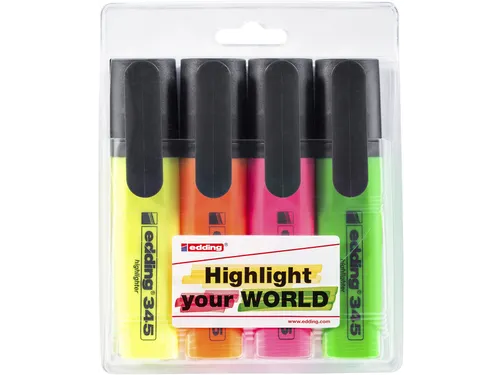 Markeerstift edding 345 2-5mm blister à 4 kleuren
