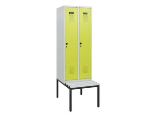 locker met bank,HxBxD 1950x600x815mm,2vak,vak B 300mm,draaigrendel - 2
