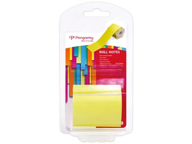 Memoblok op Rol Roll notes 10mx50mm neon geel