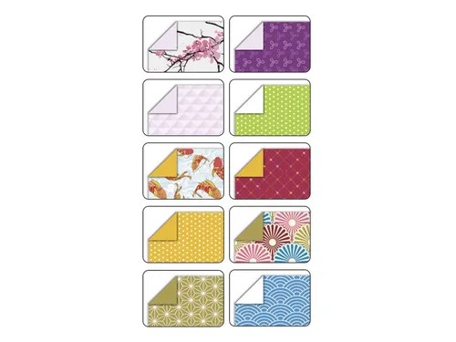 Vouwblaadjes Folia 80gr 15x15cm 50 vel 2-zijdig Japan 10 designs assor
