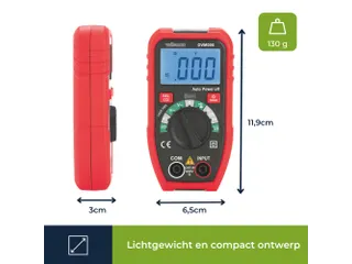 Kleine Robuuste Digitale Multimeter - CAT III - 600 V - 7 Functies - 7