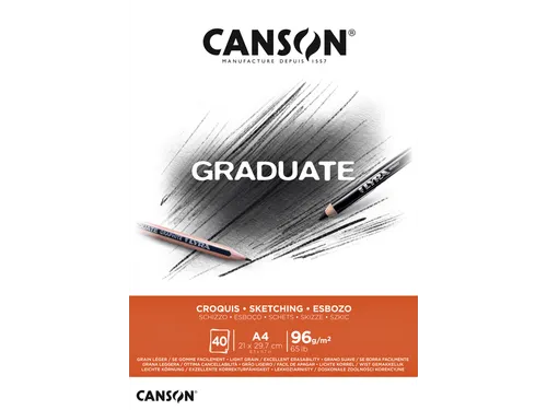 Schetspapier Canson Graduate Sketch 40vel 96gr A4 natuurlijk wit