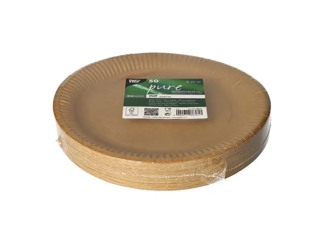 Papstar Pure Bord rond 23cm FSC karton bruin 50 stuks