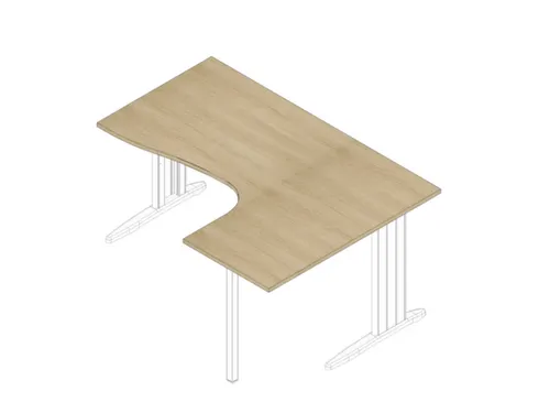 hoek-bureau,HxBxD 730x1600x1200mm,blad eiken,verdieping rechts