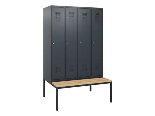 locker met bank,HxBxD 1950x1200x815mm,4vak,vak B 300mm,cilinderslot
