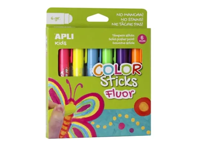 Color Sticks Fluor Plakkaatverf Blister Met 6 Stuks