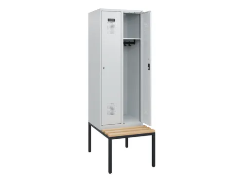 locker met bank,HxBxD 1950x600x815mm,2vak,vak B 300mm,cilinderslot