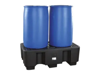 PE-opvangbak,v. 2x200l vat,opvangvol. 236l,HxBxD 440x1300x750mm - 1