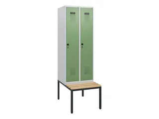 locker met bank,HxBxD 1950x600x815mm,2vak,vak B 300mm,draaigrendel - 2