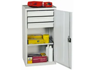 Draaideurkast 1000x500x500mm 3laden 1legbord Lichtgrijs Ral7035 - 1