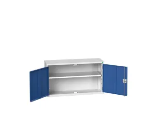 wandkast 600x1050x350mm 1xStalen bodem sokkel Ral 7035 front Ral 5010 - 1