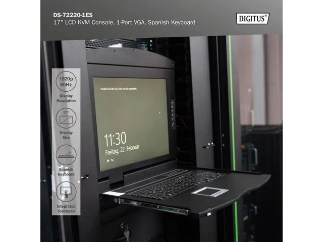 Modulaire HD LCD TFT-console Spaans toetsenbord met 1-poorts KVM