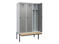 locker met bank,voor scheiding van kleding,HxBxD 2120x1200x815mm,3vak