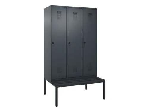 locker met bank,voor scheiding van kleding,HxBxD 2120x1200x815mm,3vak