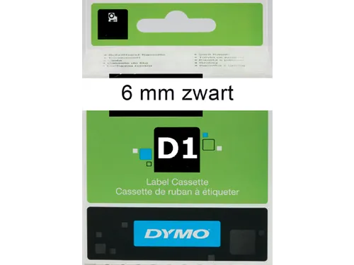 Lettertape Dymo 43613 1000/5000 6mmx7m Zwart Op Wit