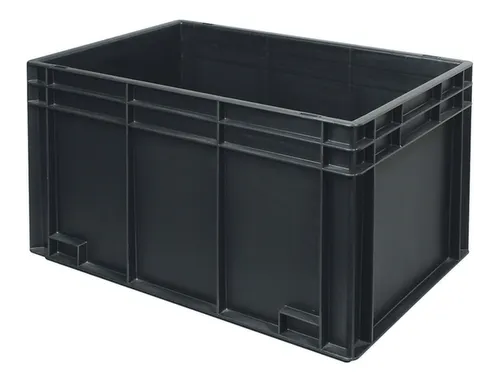 ESD-stapelbak,HxLxB 340x600x400mm,65l,PP,zwart,Wanden gesloten