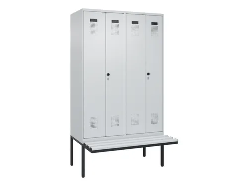PBM-locker met bank,HxBxD 2120x1200x815mm,4vak,vak B 300mm