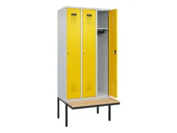 locker met bank,HxBxD 2120x900x815mm,3vak,vak B 300mm,cilinderslot