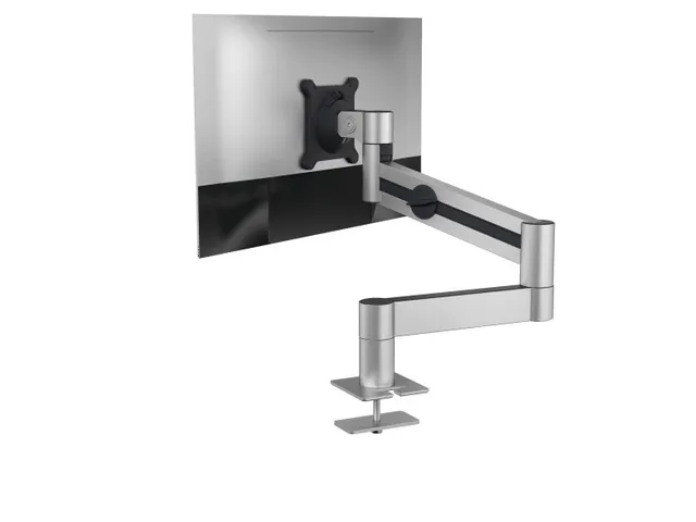 Bras 1 écran Fixation bureau avec passe-câble Argent