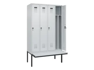 locker met bank,voor scheiding van kleding,HxBxD 2120x1200x815mm,4vak - 1