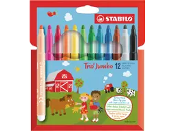 Viltstift STABILO Trio Jumbo 380/12 extra large assorti 12 stuks