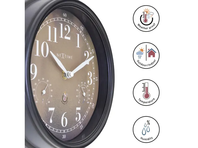 Buitenklok Nextime dia 23,5 cm Jasmine met thermo- en hydrometer cijfe
