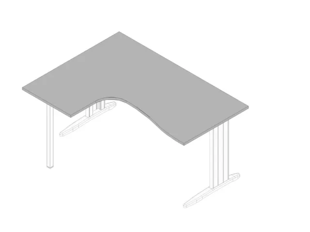 hoek-bureau,HxBxD 730x1600x1200mm,blad grijs,verdieping links