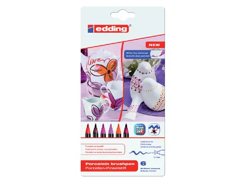 Brushpen Edding 4200 Porselein Warme Kl Assorti Etui à 6 Stuks