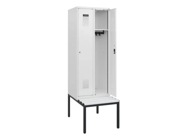 locker met bank,HxBxD 1950x600x815mm,2vak,vak B 300mm,cilinderslot