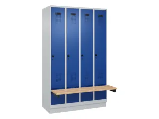 locker met bank,HxBxD 1950x1200x815mm,4vak,vak B 300mm,draaigrendel - 2