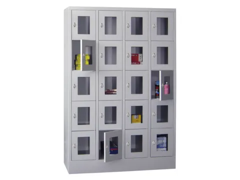 lockerkast,HxBxD 1850x1200x500mm,4x5vakken,RAL7035,front RAL7035