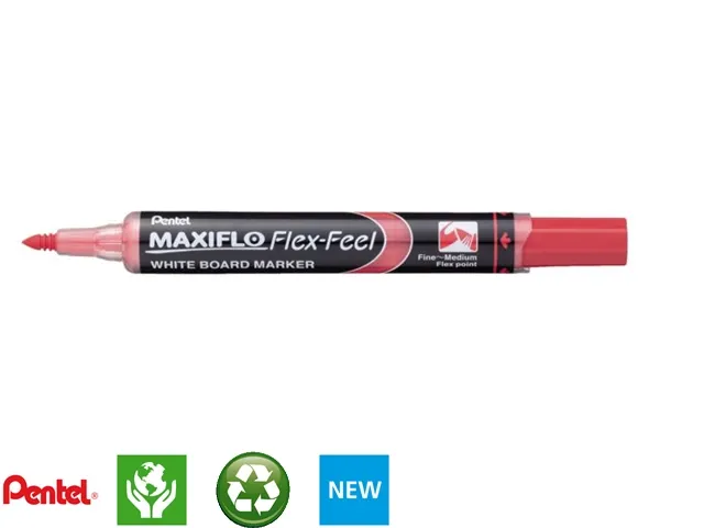 Viltstift Pentel MWL5SBF Maxiflo whiteboard rood 1-5mm