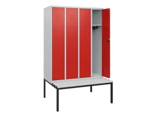 locker met bank,HxBxD 1950x1200x815mm,4vak,vak B 300mm,cil.-slot - 2