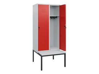 locker met bank,HxBxD 1950x800x815mm,2vak,vak B 400mm,draaigrendel - 2