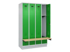 locker met bank,HxBxD 1950x1200x815mm,4vak,vak B 300mm,cilinderslot