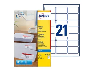 Etiket Avery J8160-40 63.5x38.1mm Inkjet Wit 840 stuks - 1