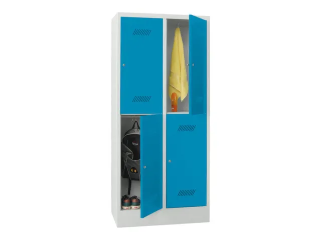 dubbeldekse locker,HxBxD 1850x800x500mm,2x2vak.,RAL7035,front RAL5012