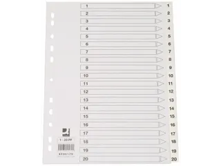 Tabbladen PP Set 1-20 Met Indexblad A4 11-Gaats Wit Personaliseerbaar - 1
